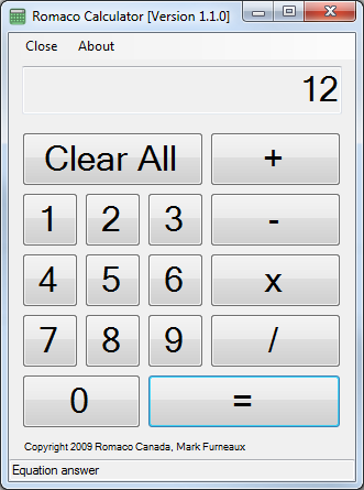 Romaco Calculator screenshot